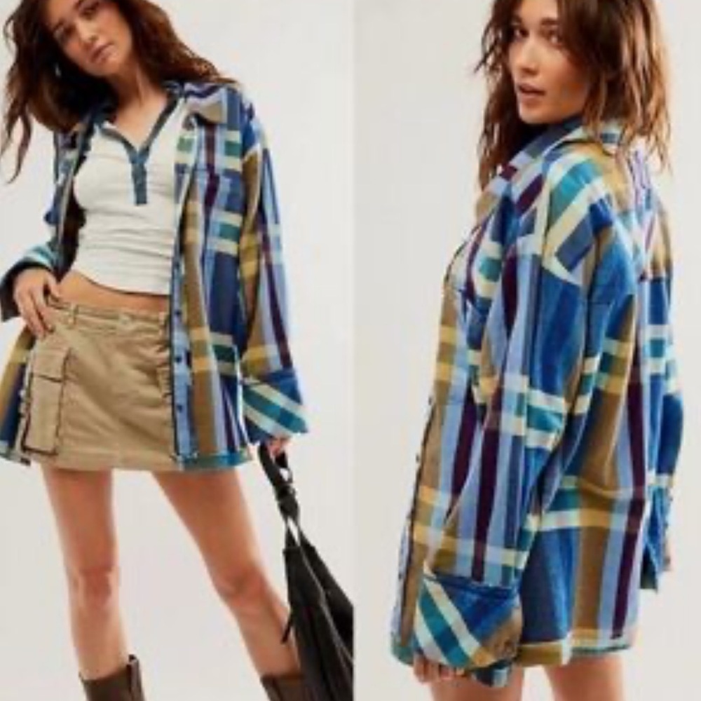 BNWOT Free People We The Free Hideaway Plaid Shirt